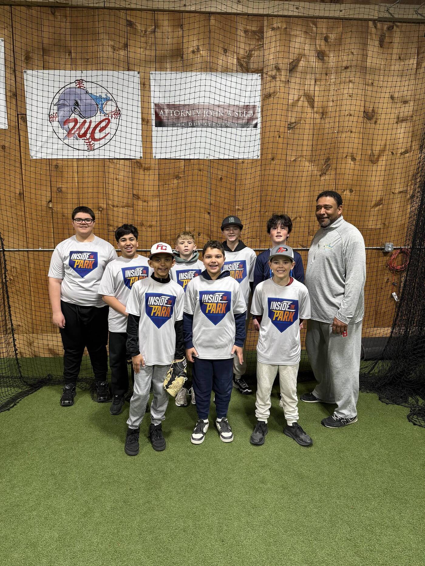 A clinic group in front of the wall at Inside the Park